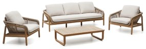 Záhradná lounge súprava z masívu akácie pre 5 v béžovo-prírodnej farbe Vellana – Kave Home