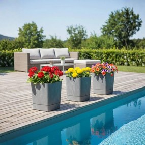 Plastový květináč s podmiskou Cubi 16x16 cm - výber z 6 prevedení