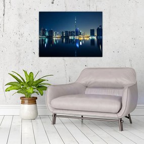 Sklenený obraz nočného mesta (70x50 cm)