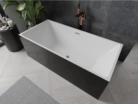 Mexen Nita, voľne stojaca vaňa 170 x 80 cm, biela-čierna, medený prepad, 52091708075-65