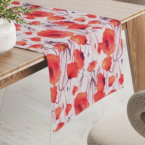 Biante Dekoračný behúň na stôl Leona LN-084 Vlčie maky na smotanovom 35x180 cm