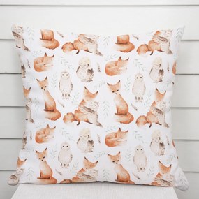 Biante Detská bavlnená obliečka na vankúš Sandra SA-523 Líšky a sovy na bielom 60 x 60 cm