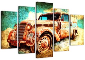 Gario Obraz na plátne Hrdzavé auto - 5 dielny Rozmery: 100 x 70 cm