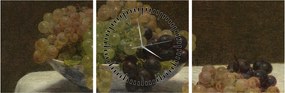 Obraz - Henri Fantin-Latour, Still Life with Grapes and a Carnation, reprodukcia (s hodinami) (90x30 cm)