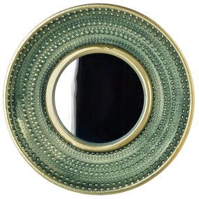 Kulaté nástěnné zrcadlo DAZ 29 cm zelené