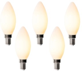 Set van 5 E14 dimbare LED lampen B35 opaal 4W 400 lm 2200K