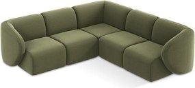 Zelená zamatová rohová pohovka Lani – Makamii