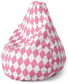 Sablio Sedací vak Pear Ružovo-biele kosoštvorce - 70 x 95 x 15 cm