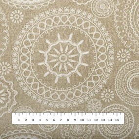 Biante Dekoračný behúň na stôl Leona LN-170 Biele mandaly na režnom 35x120 cm