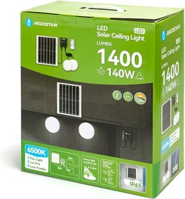 Aigostar - Sada 2x LED solárne stropné svietidlo LED/3,7V 12000 mAh IP65 + diaľkové ovládanie