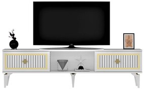 TV stolík/skrinka Kututa 2 (biela + zlatá) . Vlastná spoľahlivá doprava až k Vám domov. 1095225