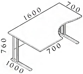 Ergonomický stôl Visio 160 x 100 cm, ľavý, čerešňa