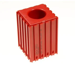 Plastový box na ukladanie klieštin s veľkým priemerom 28 mm, modul 5x5, 1 dutina, červená