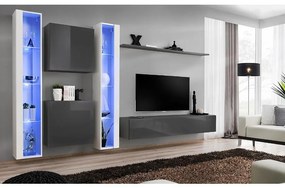 Obývacia stena Switch XVI Sklo +LED Biely/Grafit