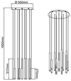 Brilliant -LED stmievateľný luster na lanku CEMBALO LED/70W/230V chróm/čierna/hnedá