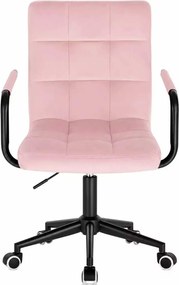 LuxuryForm DESIGN Otočná stolička VERONA BLACK VELUR na čiernej podstave s kolieskami - ružová