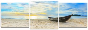 Obraz na plátne - Čln na pláži - panoráma 551D (120x40 cm)