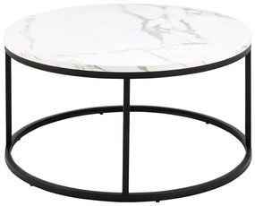 Biely okrúhly konferenčný stolík s doskou v dekore mramoru ø 80 cm Spiro – Actona