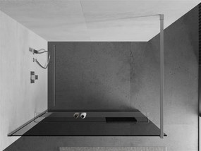 Mexen Kioto+, sprchová zástena s poličkou a držiakom na uteráky 110 x 200 cm, 8mm šedé sklo, chrómový profil, 800-110-121-01-40