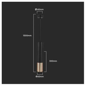 Luster na lanku 1xGU10/35W/230V 30 cm čierna/zlatá