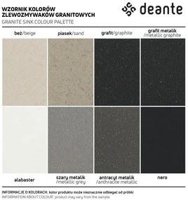 DEANTE EVORA ZQJ_A113 Jednodrez s odkvapom, granit alabaster - Deante