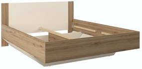 Manželská posteľ Verdeene 160 (dub divoký + béžová) (s roštom) (s úl. priestorom). Akcia -15%. Vlastná spoľahlivá doprava až k Vám domov. 1091837