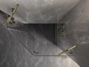 Mexen Lunar, výklopný päťuholníkový sprchový kút pravý 100 x 80 cm, 8mm číre sklo, zlatý profil, 831-100P-080L-50-00-P