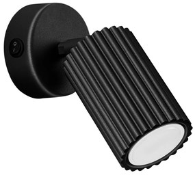 Bodové svietidlo Karbon, 1x čierne kovové tienidlo, (možnosť polohovania), vypínač