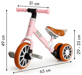 Detské odrážadlo s pedálmi 2v1 EcoToys ružové