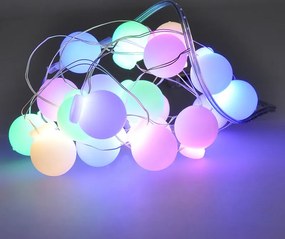 Solight LED vianočná reťaz farebné gule, 20x LED, 2m, 2x AA