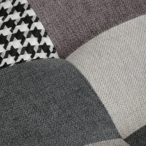 Relaxačné kreslo ušiak LISA + taburet — masív, látka, čiernobiely patchwork