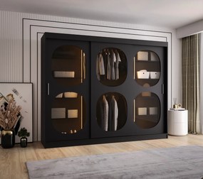 Šatníková skriňa 250 cm Boomer 2 (čierna) (s osvetlením). Akcia -20%. Vlastná spoľahlivá doprava až k Vám domov. 1126270