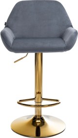 Barová stolička Braga (SET 2 ks) - zamat, zlatá podnož - Tmavo sivá