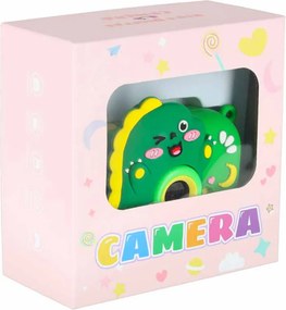 Detský digitálny fotoaparát KIK Dinosaurus so statívom, zelený