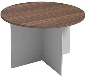 Rokovací stôl s guľatou doskou PRIMO FLEXI, priemer 1200 mm, sivá / orech