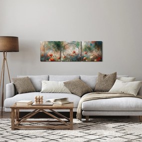 Obraz – Abstrakcia poľa s makmi (s hodinami) (90x30 cm)