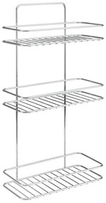 Závesná oceľová kúpeľňová polička bez vŕtania v lesklo striebornej farbe Luxy – Metaltex