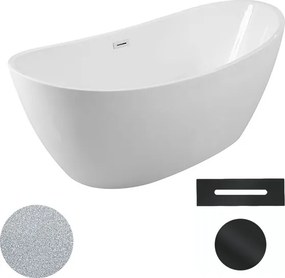 Besco Akrylátová voľne stojaca vaňa Ayla Glam S 170x80 BESCO-Typ výpuste: Click-Clack s prepadom, grafit, BESCO-Rozmery: 170x80, BESCO-Farba: Biela/s…