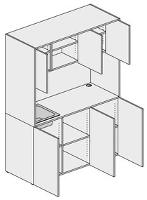 PLAN Kuchynka NIKA s drezom a batériou 1481 x 600 x 2000 mm, grafitová, pravá