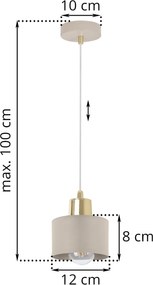 Závesné svietidlo Panta, 1x béžové kovové tienidlo, g