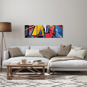 Obraz - Abstrakcia mužov (s hodinami) (90x30 cm)
