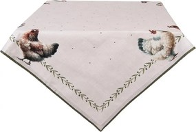 Béžový obrus so sliepočkami Barnyard Chicken - 100*100 cm