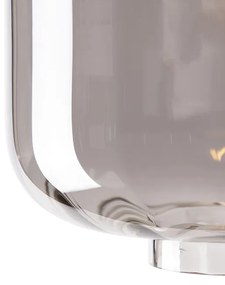 Dizajnové stropné svietidlo čierne s dymovým sklom - Qara