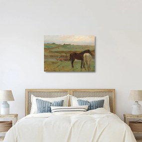 Sklenený obraz - Edgar Degas, Horses in a Meadow, reprodukcia (70x50 cm)