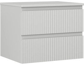 Mexen Rivel, kúpeľňová skrinka 60 cm s pracovnou doskou, 2 zásuvky, drážkovaná, matná sivá, 91A20-06047-2-BFFC62