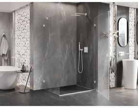 Mexen Lunar-B, pravostranný výklopný sprchový kút 80 x 70 cm, 8mm číre sklo, biely profil, 832-080-070-20-00-P