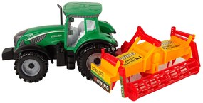 Lean Toys Zelený traktor s oranžovým kultivátorom