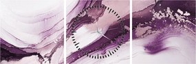 Obraz - Purple fluid art (s hodinami) (90x30 cm)
