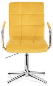 LuxuryForm DESIGN Stolička VERONA VELUR na striebornom kríži - žltá