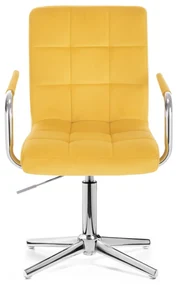 LuxuryForm DESIGN Stolička VERONA VELUR na striebornom kríži - žltá